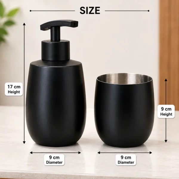 Black Shop Dispenser with Holder 3 Black Stainless Steel Bathroom Accessories Set