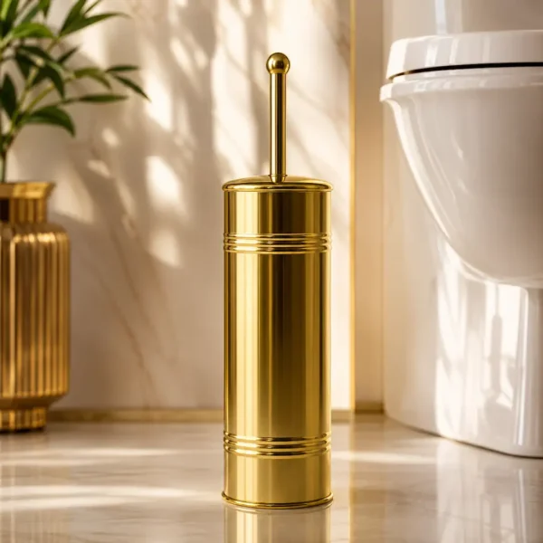 Luxury Gold Toilet Brush with Holder 2 Luxury Gold Toilet Brush with Holder