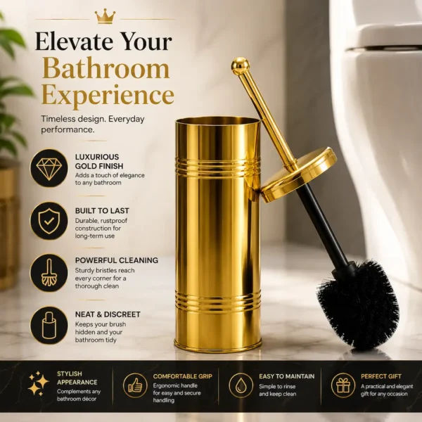Luxury Gold Toilet Brush with Holder 4 Luxury Gold Toilet Brush with Holder