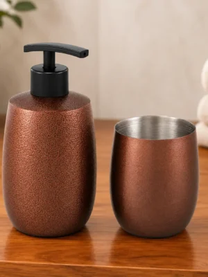Granite Bronze Bathroom Accessories Set of 2 | Stainless Steel Modern Bathroom Countertop Organizer