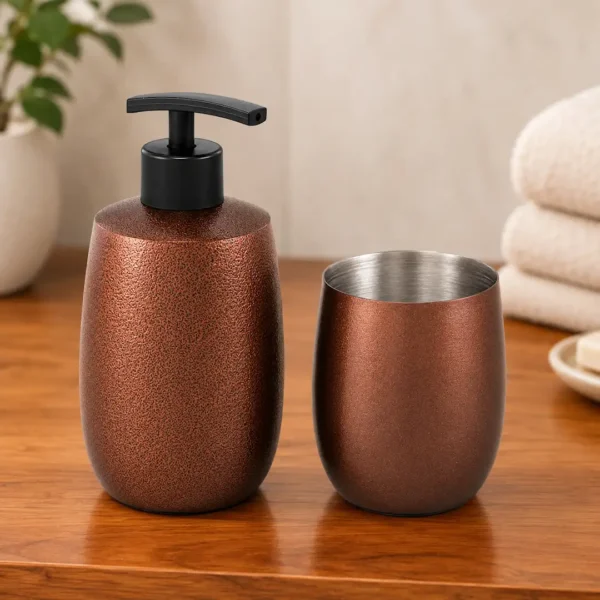 Granite Bronze Bathroom Accessories Set of 2 | Stainless Steel Modern Bathroom Countertop Organizer