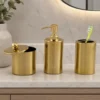 3 Piece Stainless Steel Bathroom Accessories Set with Soap Dispenser, Toothbrush Holder & Canister