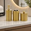 3 Piece Stainless Steel Bathroom Accessories Set with Soap Dispenser, Toothbrush Holder & Canister