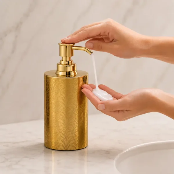 3 Piece Stainless Steel Bathroom Accessories Set with Soap Dispenser, Toothbrush Holder & Canister