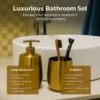 Premium Gold Soap Dispenser Set for Bathroom | Soap Dispenser & Tumbler Bathroom Accessory Set of 2