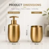 Premium Gold Soap Dispenser Set for Bathroom | Soap Dispenser & Tumbler Bathroom Accessory Set of 2