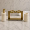 Luxury Marble Bathroom Accessories Set with Stainless Steel Gold Stand | Soap Dispenser and Tumbler Set