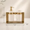 Luxury Marble Bathroom Accessories Set with Stainless Steel Gold Stand | Soap Dispenser and Tumbler Set