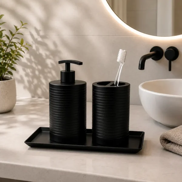 Luxury Matte Black Bath Accessory Set