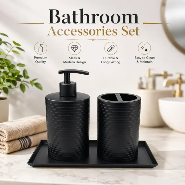 Luxury Matte Black Bath Accessory Set