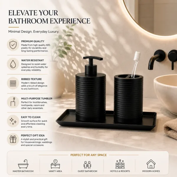 Luxury Matte Black Bath Accessory Set