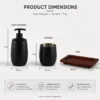 Matte Black Bathroom Accessory Set with Wooden Tray 5 Matte Black Bathroom Accessory Set with Wooden Tray