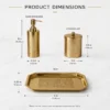 Premium Gold Engraved Bathroom Accessories Set 2 Gold Engraved Bathroom Accessories Set with Soap Dispenser, Storage Canister & Decorative Tray