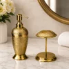 Premium Handcrafted Antique Brass Bathroom Accessories Set 3 Antique Brass Bathroom Accessories Set with Soap Dispenser & Toothbrush Stand