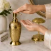 Premium Handcrafted Antique Brass Bathroom Accessories Set 5 Antique Brass Bathroom Accessories Set with Soap Dispenser & Toothbrush Stand