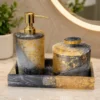 Luxury Black & Gold Resin Bathroom Accessories Set