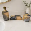 Resin Black & Gold Glitter Bathroom Accessory Set 5 Luxury Black & Gold Resin Bathroom Accessories Set