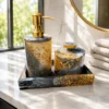 Resin Black & Gold Glitter Bathroom Accessory Set3 Luxury Black & Gold Resin Bathroom Accessories Set