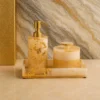 Resin Gold Foil Bathroom Accessory Set Resin Gold Foil Bathroom Accessory Set | Soap Dispenser Set for Bathroom with Tray & Canister