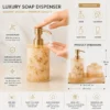 Resin Gold Foil Bathroom Accessory Set 5 Resin Gold Foil Bathroom Accessory Set | Soap Dispenser Set for Bathroom with Tray & Canister