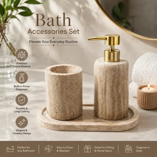 Travertine Marble Bathroom Accessories Set 2 Travertine Marble Bathroom Accessories Set