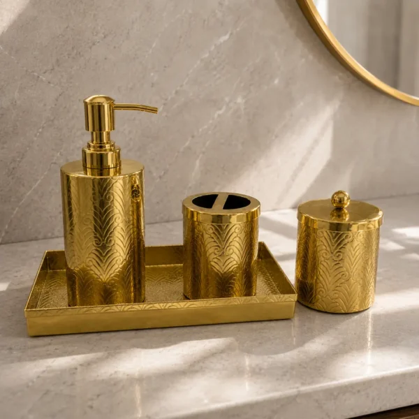 Gold Bathroom Accessories Set of 4
